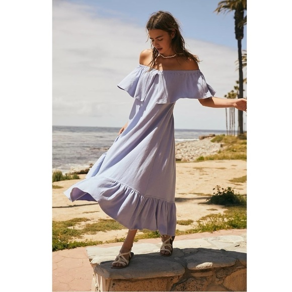 Free People Lynne Midi Dress in Lavender Luster Periwinkle Small NWT Beach Boho - Picture 1 of 15